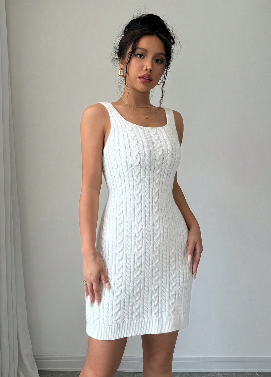 Білий святковий, кежуал сукня силуетна SHEIN однотонна