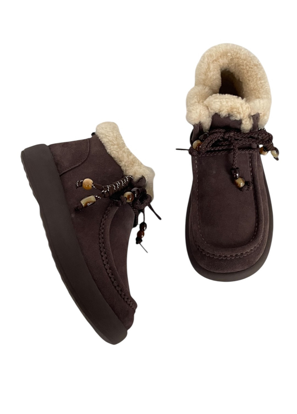 Зимние ботинки Melanda.M с бусинами, со шнуровкой, с мехом из натуральной замши