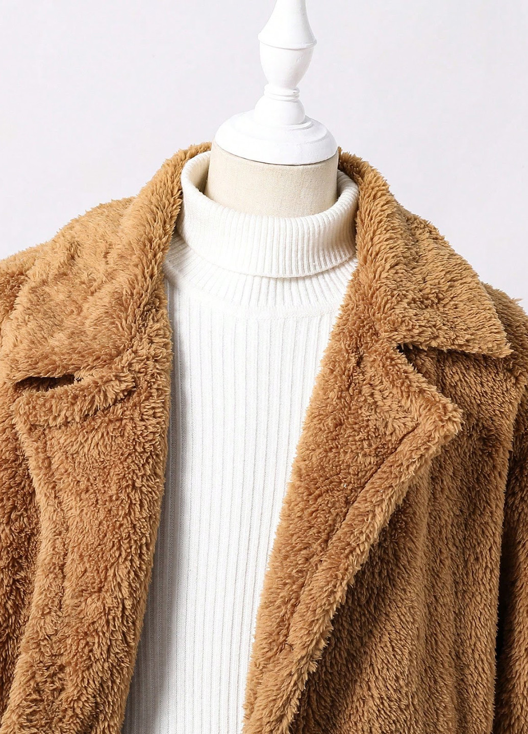 Коричневое демисезонное Пальто однобортное SHEIN