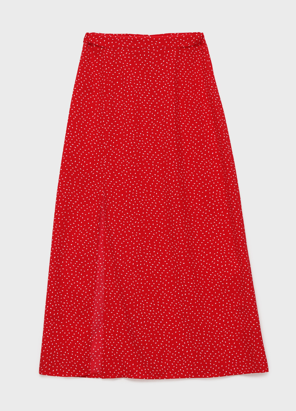 Спідниця жіноча трапеція міді з розрізом KASTA design а-силует малюнок червона кежуал поліестер