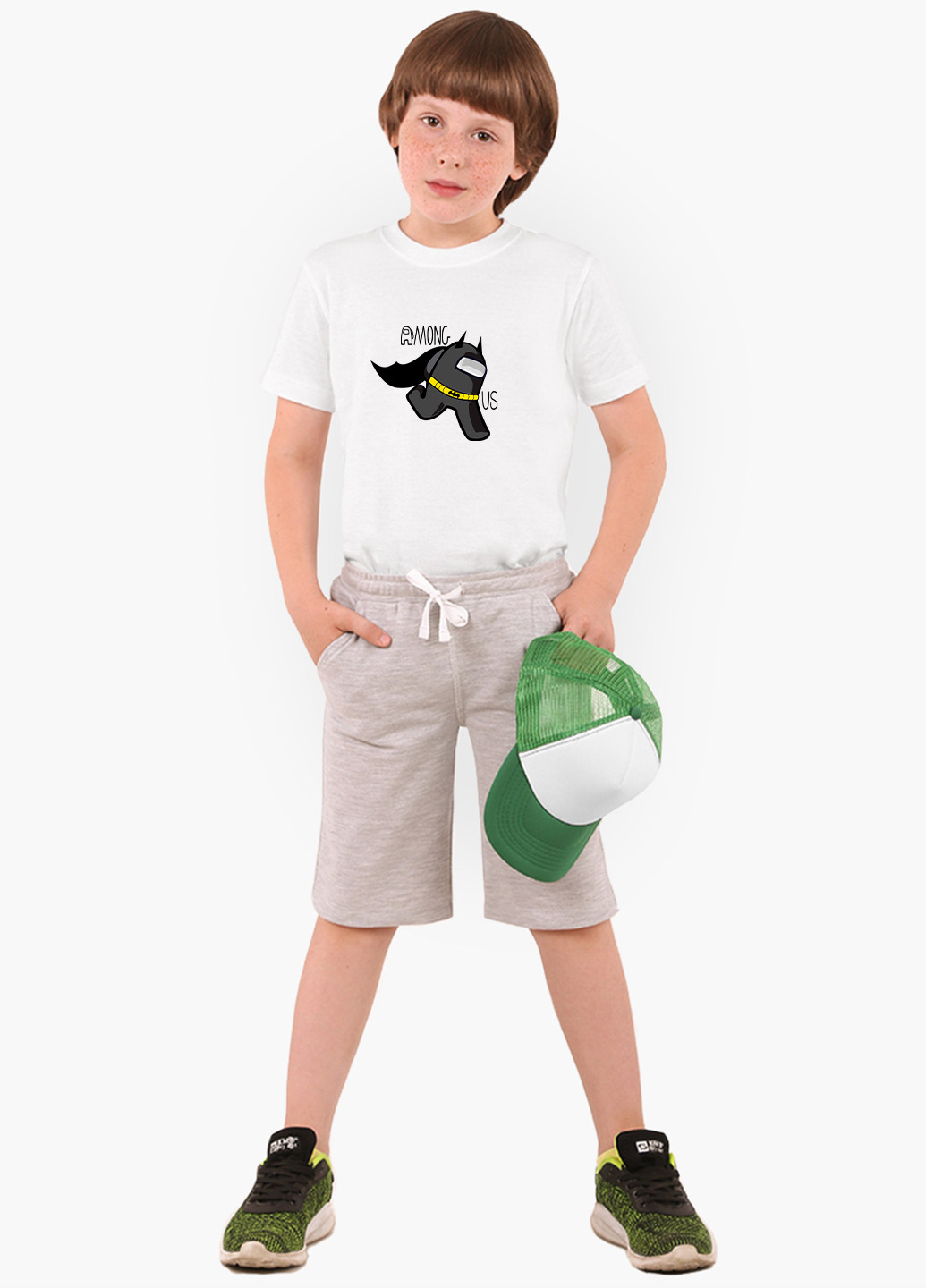 Біла демісезонна футболка дитяча амонг ас бетмен бетмен (among us batman) (9224-2430) MobiPrint