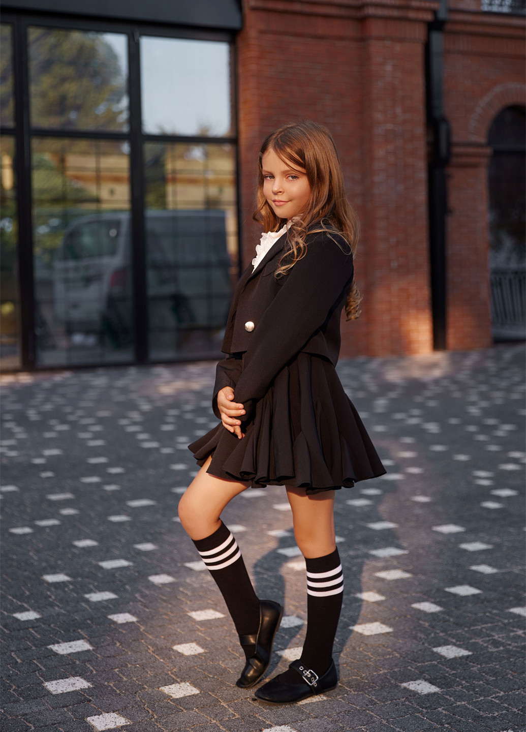 Дитячі гольфи чорні з білими смужками Mo Ko Ko Socks (253853679)