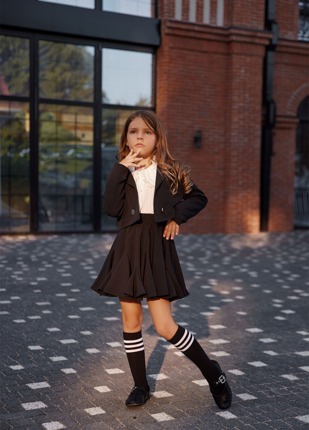 Дитячі гольфи чорні з білими смужками Mo Ko Ko Socks (253853679)