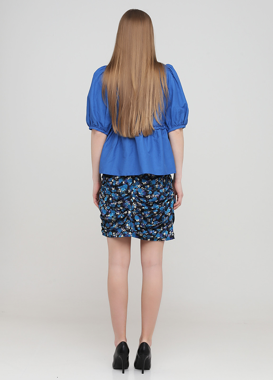 Синяя кэжуал цветочной расцветки юбка Zara