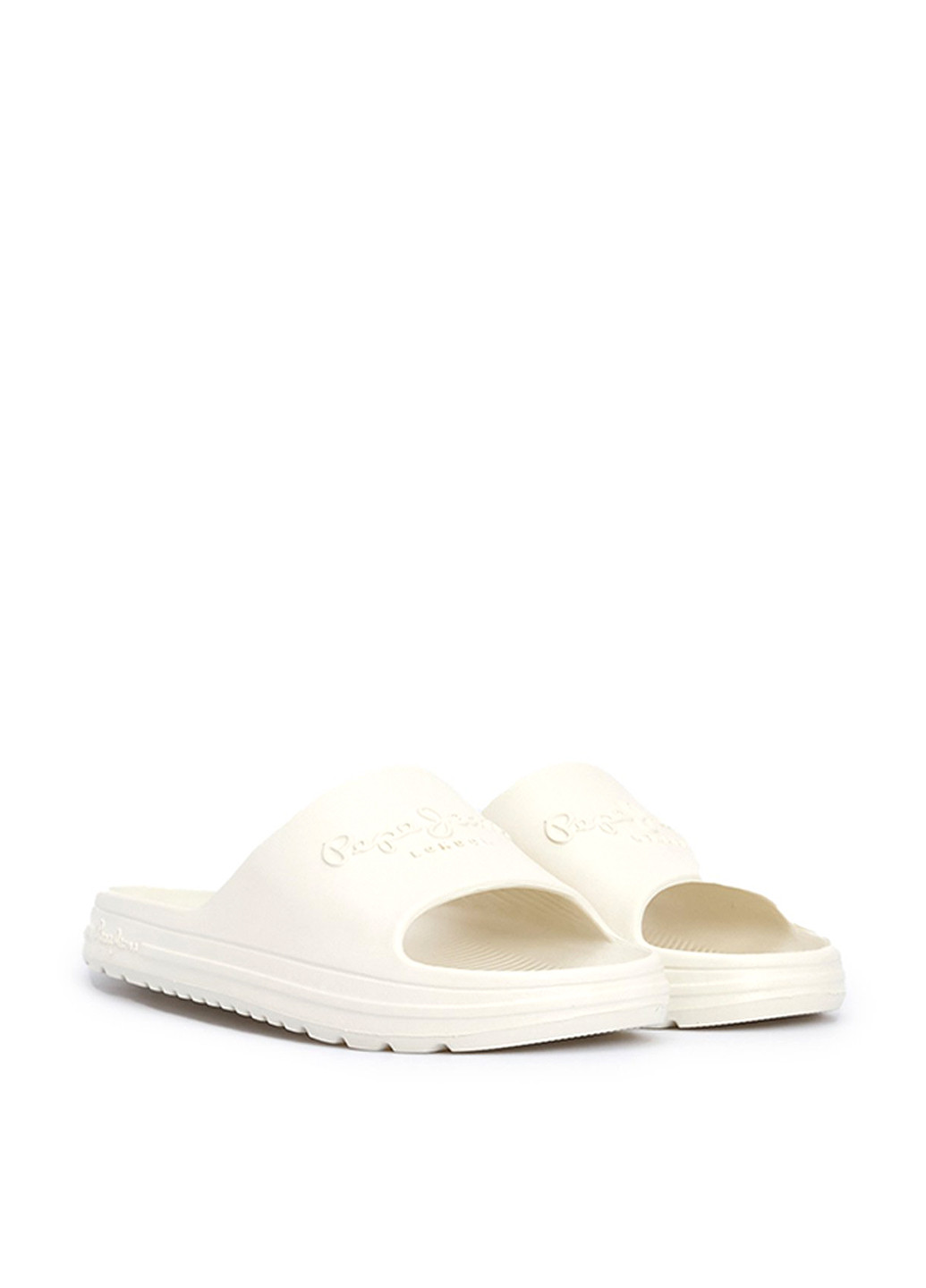 Молочные шлепанцы Pepe Jeans с логотипом, с тиснением