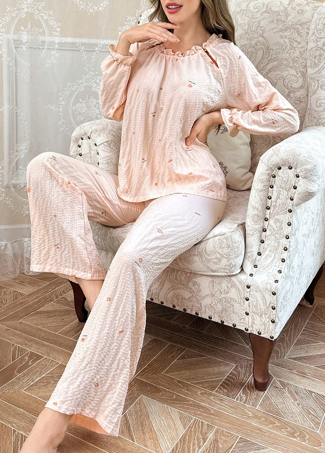 Коралова всесезон піжама (блуза, штани) SHEIN