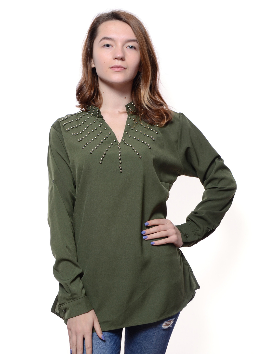 Оливково-зеленая демисезонная блуза Jennyfer