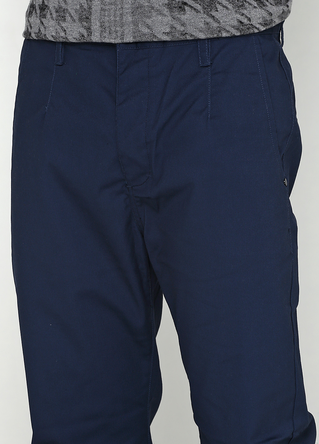 Темно-синие кэжуал демисезонные прямые брюки Humor