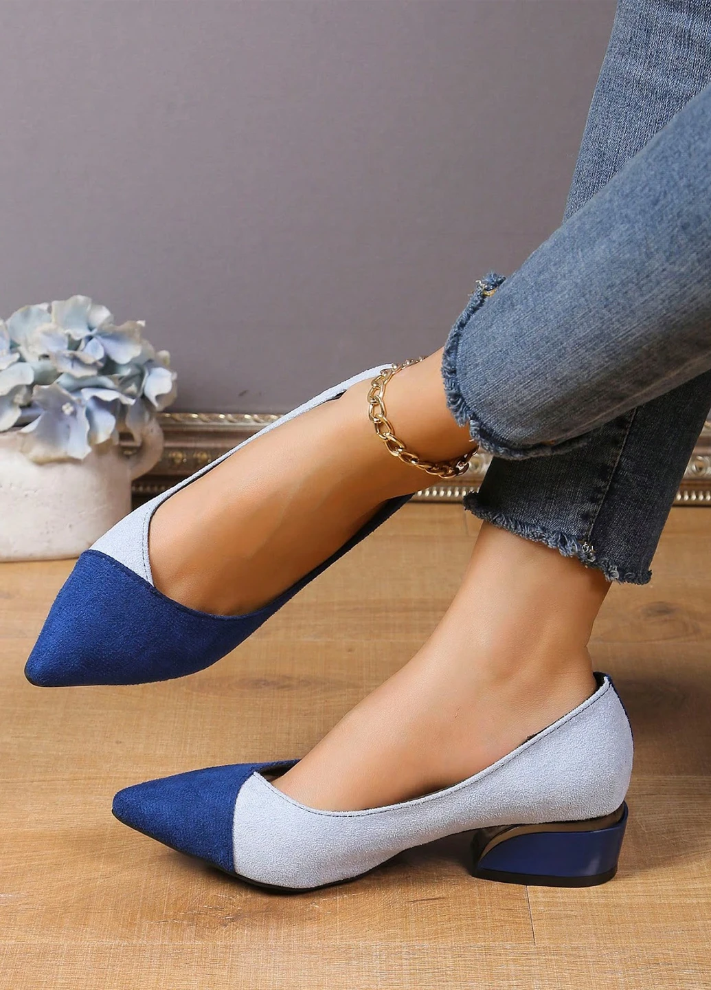 SHEIN Туфли лодочки комбинированный з текстиль, китай — лето (322849308)