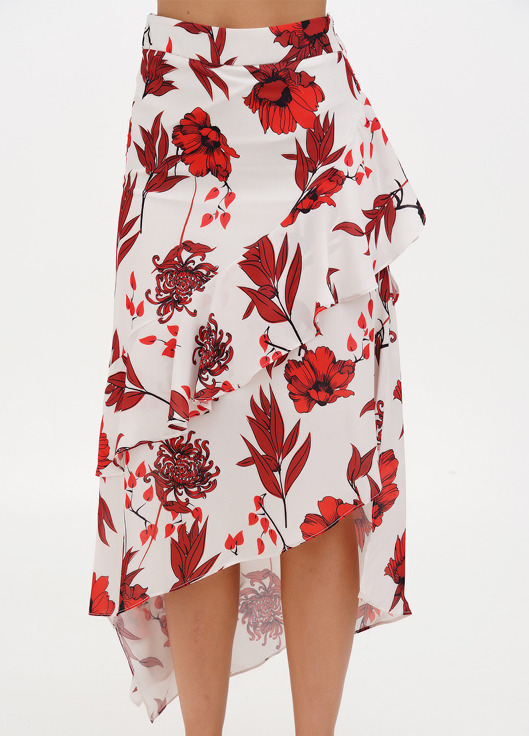 Белая кэжуал цветочной расцветки юбка Sassofono Club