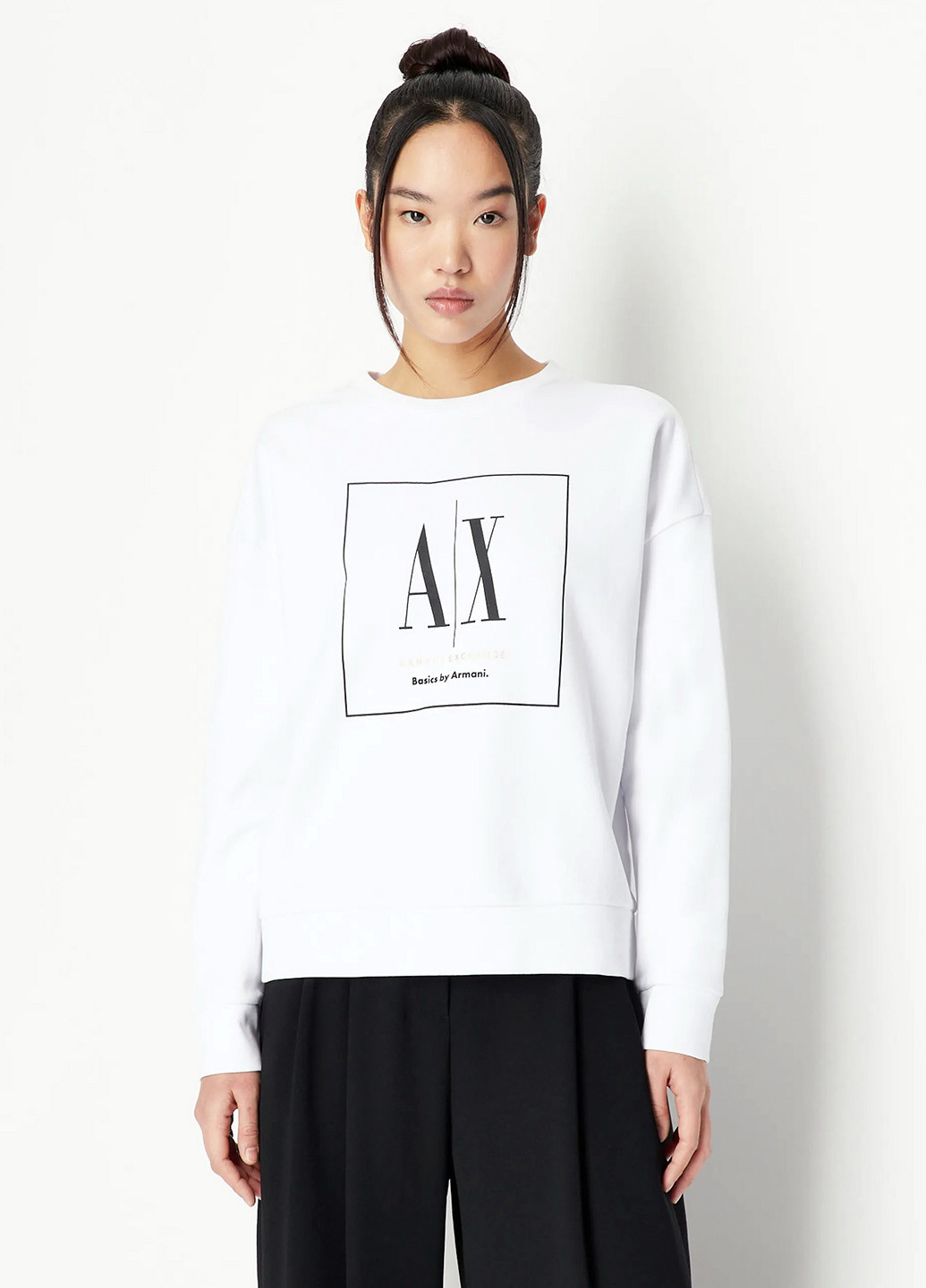 Білий світшот Armani Exchange логотип без декору (365688557)