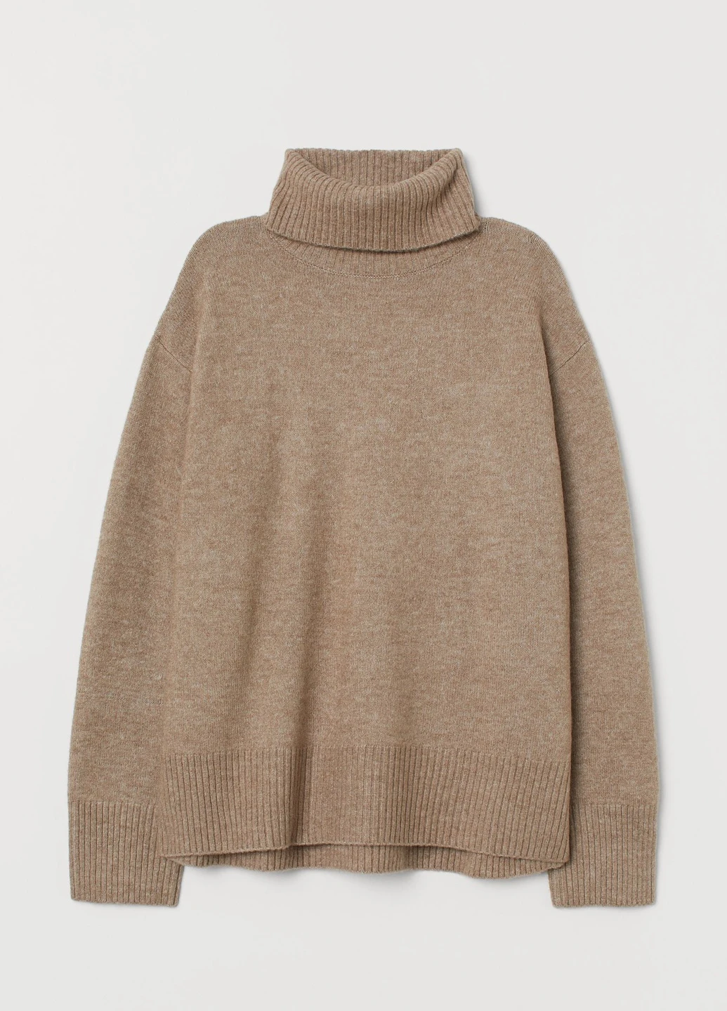 Бежевий зимовий в'язаний светр з коміром H&M