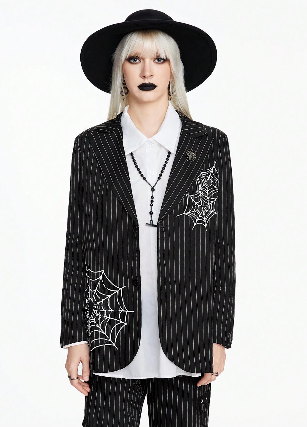 Черный женский жакет SHEIN полосатый - демисезонный