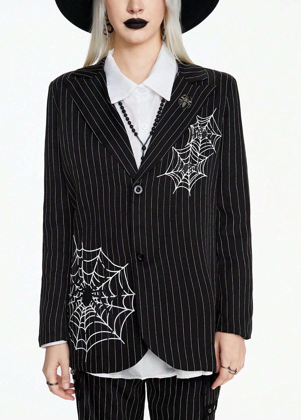 Черный женский жакет SHEIN полосатый - демисезонный