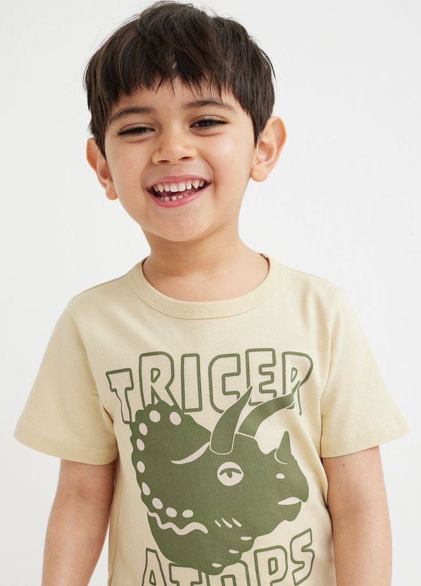 Бежева літня футболка для хлопчика H&M