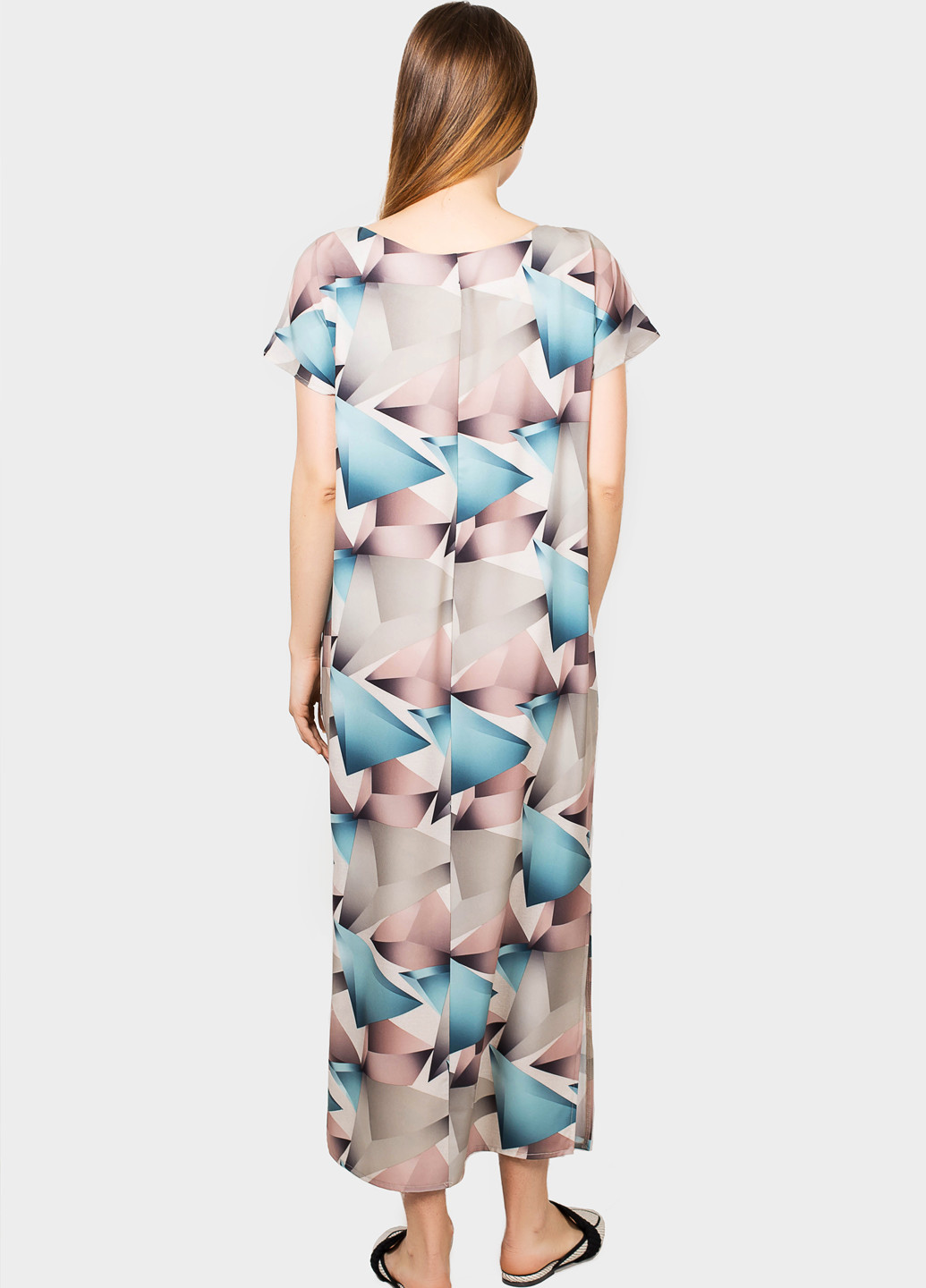 Комбінована кежуал плаття, сукня оверсайз O`zona milano з абстрактним візерунком