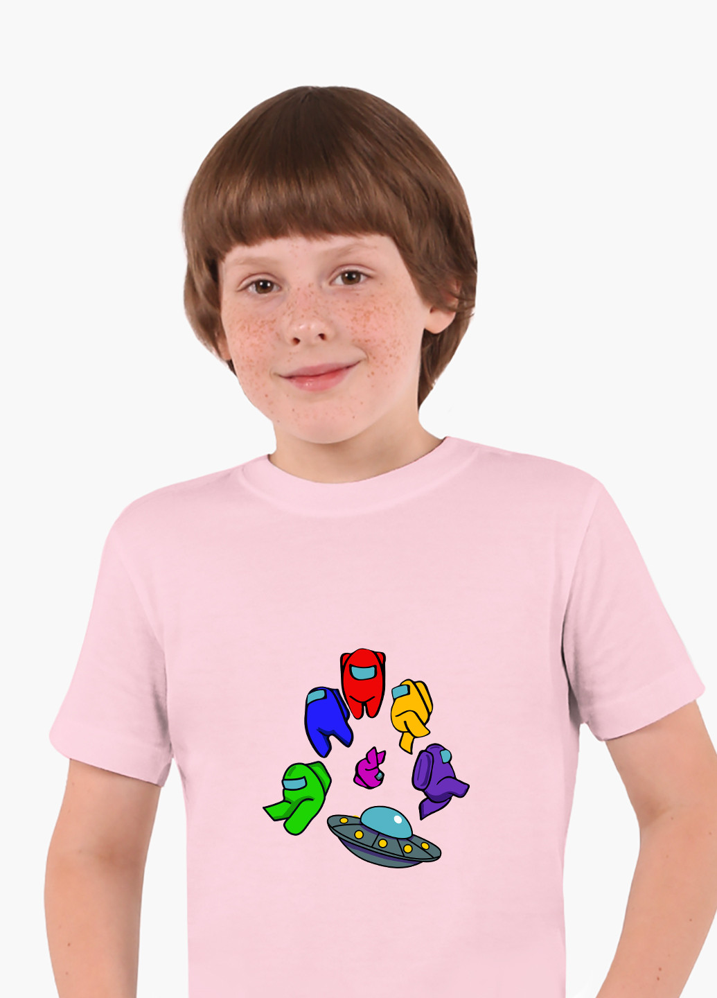 Розовая демисезонная футболка детская амонг ас (among us)(9224-2585) MobiPrint