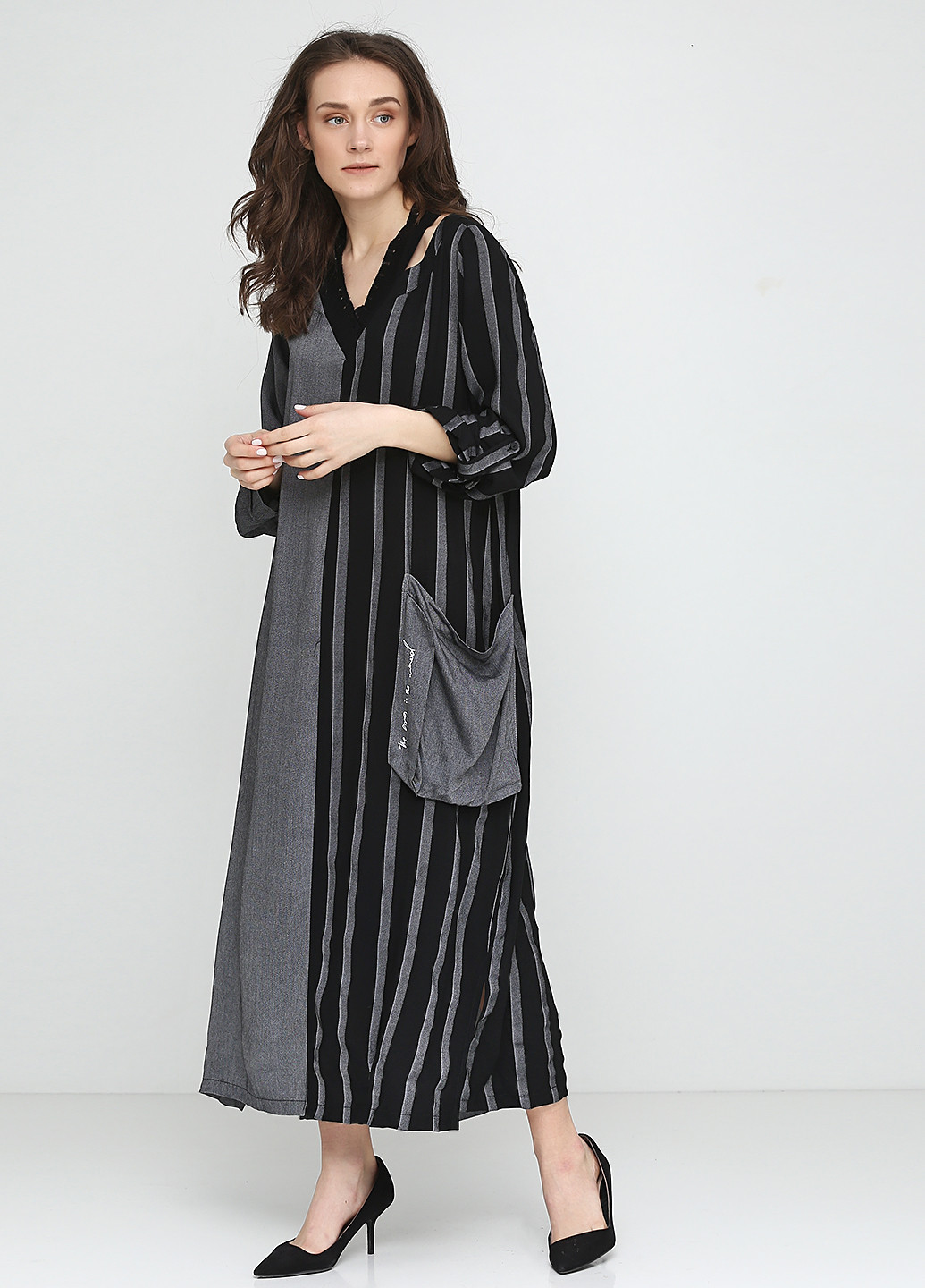 Чорна кежуал сукня Bize fashion в смужку