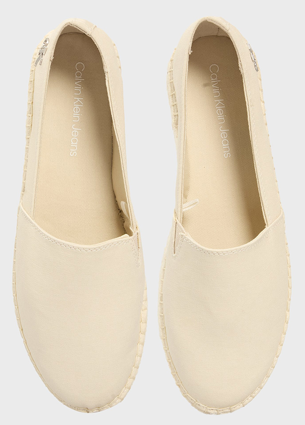 Кремовые эспадрильи Calvin Klein Jeans однотонный логотип, плетение (366302321)