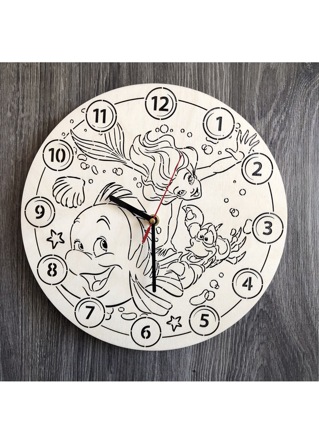 Бесшумные настенные часы в детскую «Русалочка Ариэль» 7Arts (253566629)