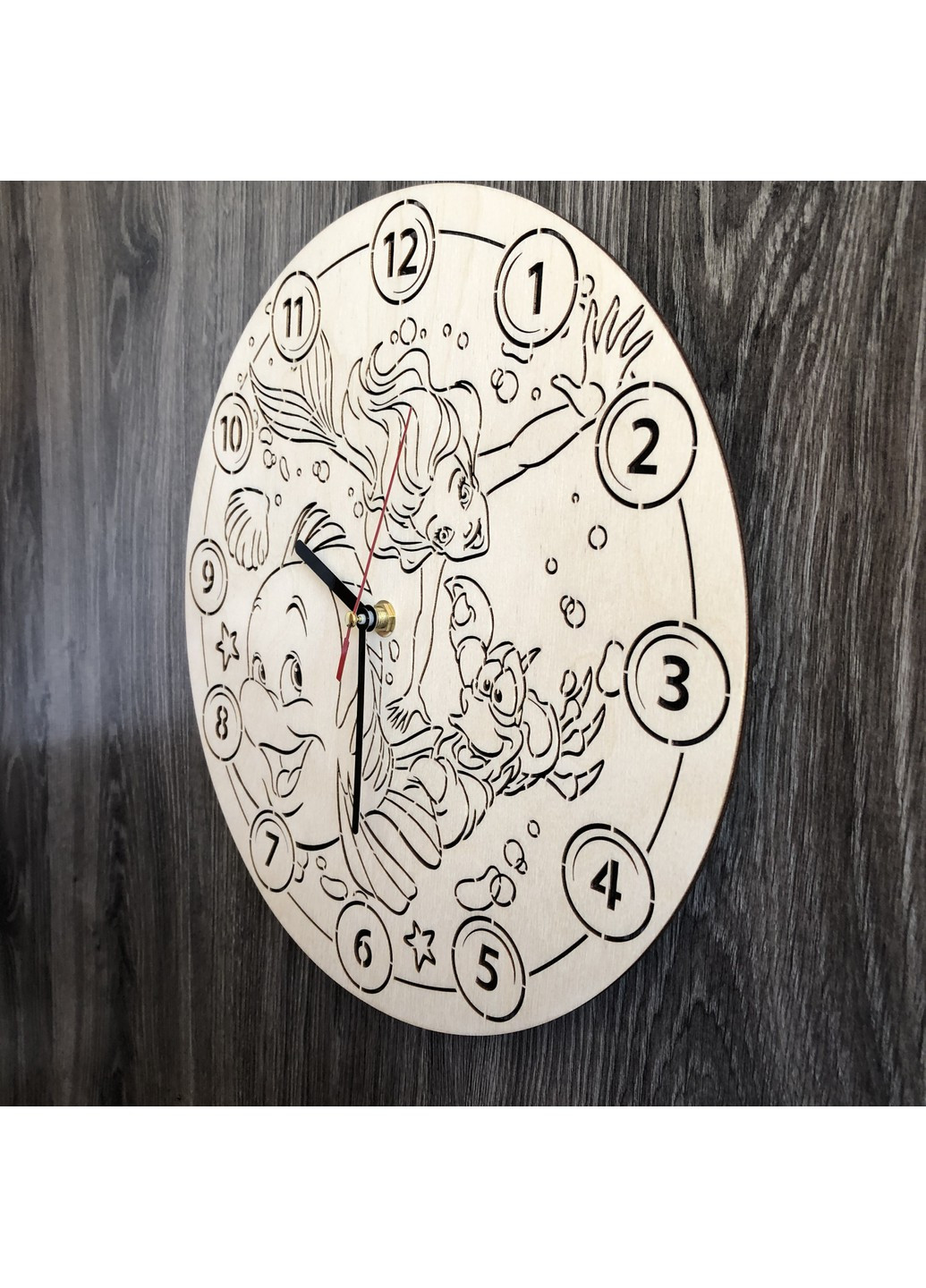 Бесшумные настенные часы в детскую «Русалочка Ариэль» 7Arts (253566629)