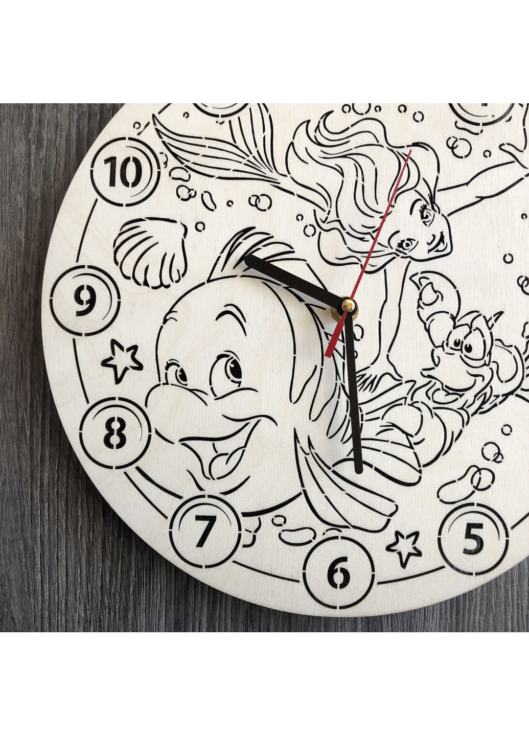 Бесшумные настенные часы в детскую «Русалочка Ариэль» 7Arts (253566629)
