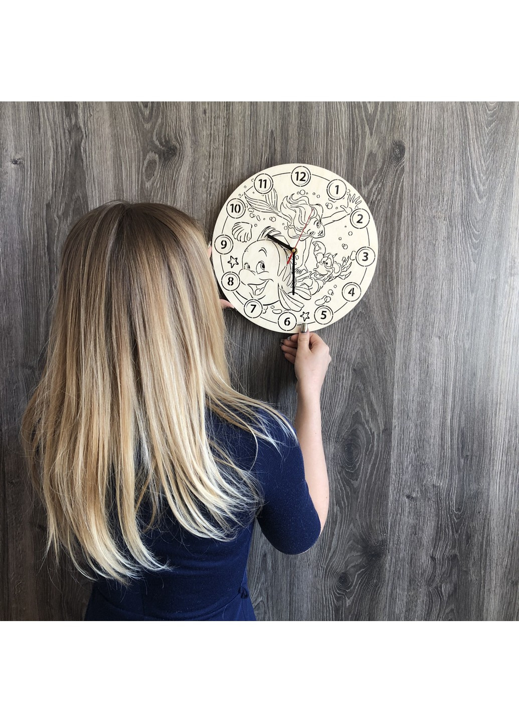 Бесшумные настенные часы в детскую «Русалочка Ариэль» 7Arts (253566629)