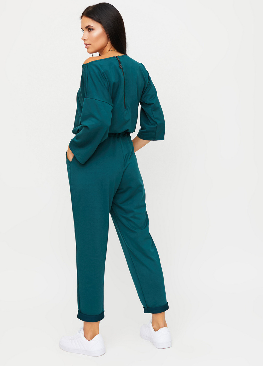 Беатрис Karree Комбинезон комбинезон-брюки однотонный темно-зелёный кэжуал хлопок