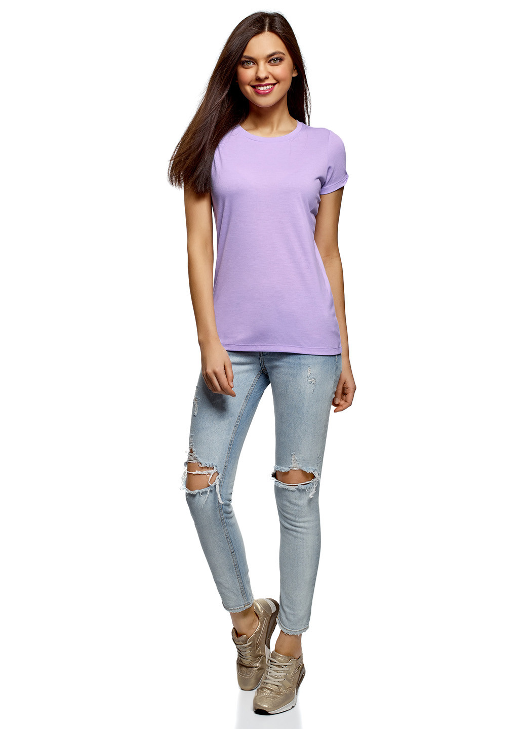 Светло-фиолетовая летняя футболка Oodji