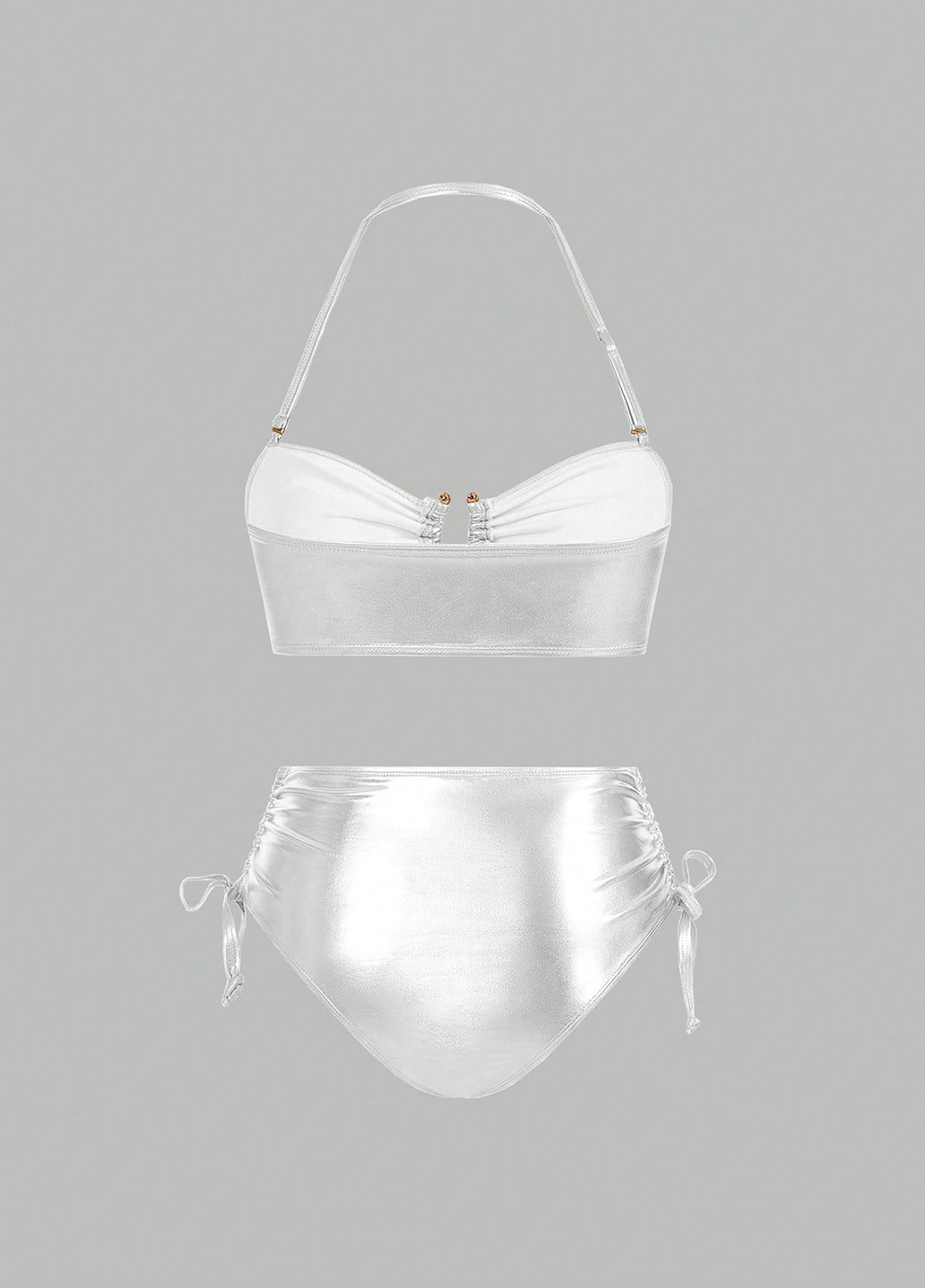 Білий демісезонний купальник (ліф, трусики) халтер, роздільний SHEIN