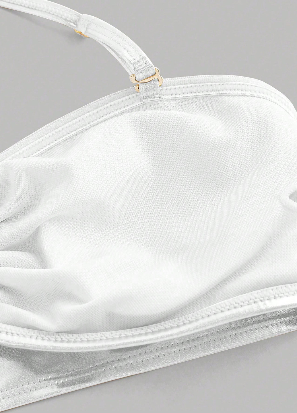 Білий демісезонний купальник (ліф, трусики) халтер, роздільний SHEIN