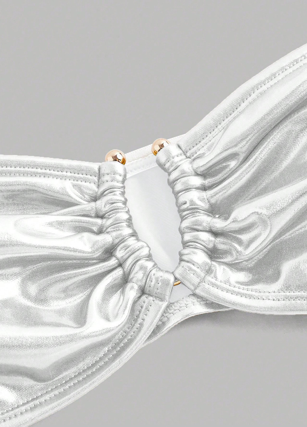 Білий демісезонний купальник (ліф, трусики) халтер, роздільний SHEIN