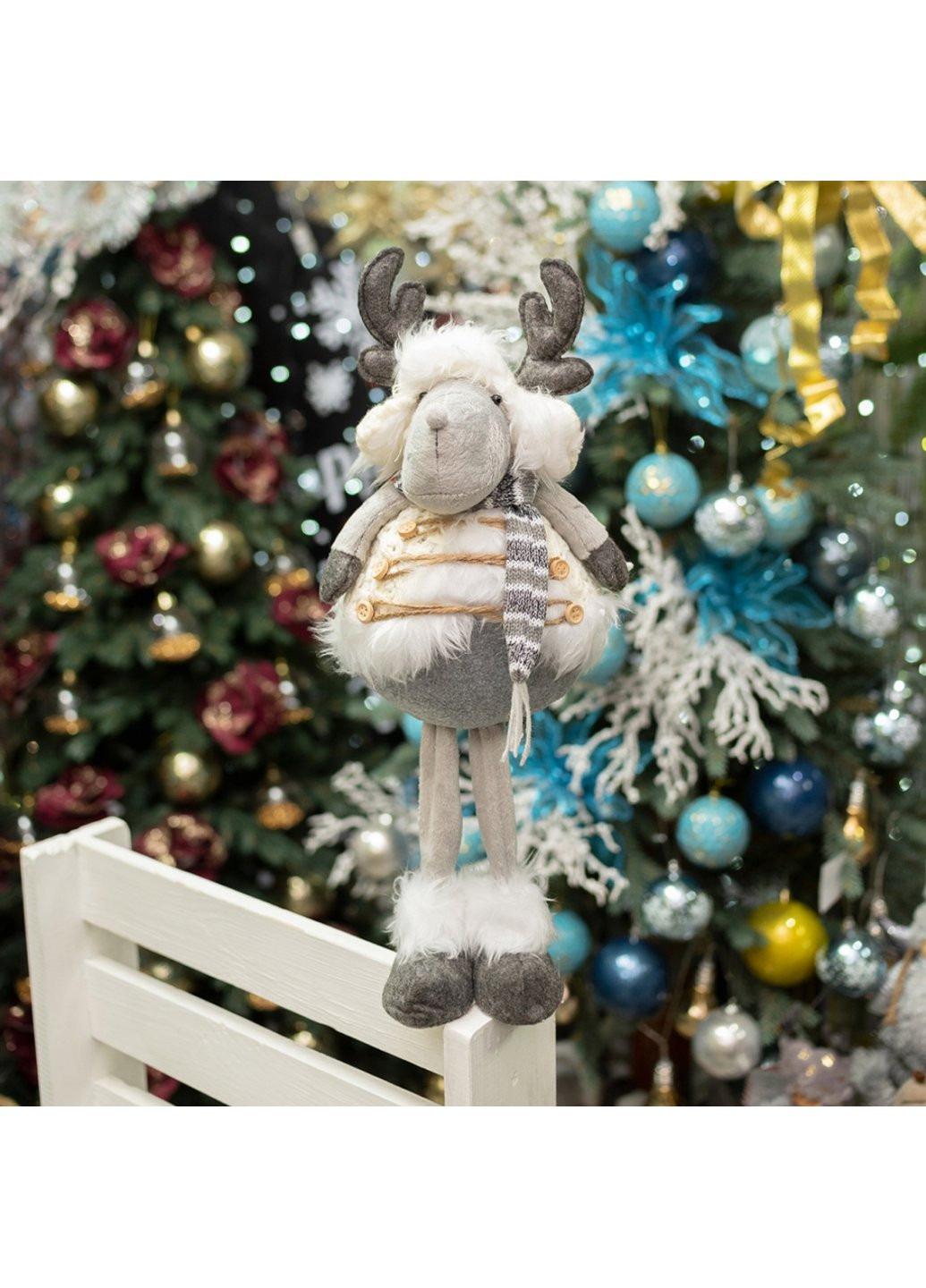 Декоративна прикраса Олень новорічний, 45 см, білий (973610) YES! Fun (254593502)