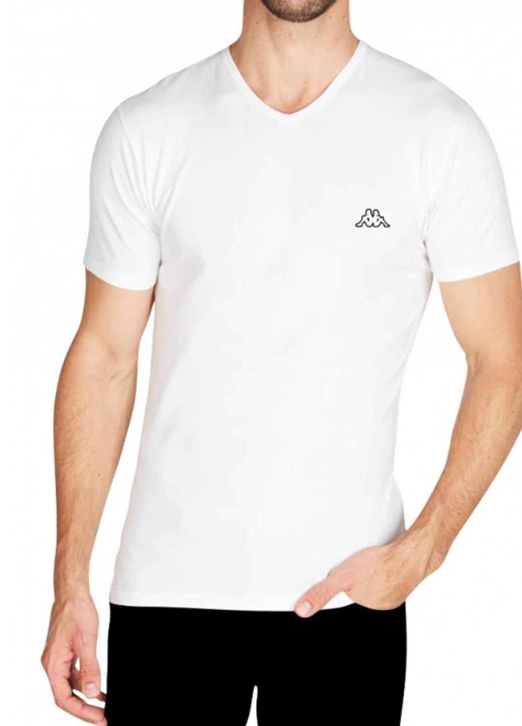 Белая футболка k1311-bianco Kappa T-shirt Mezza Manica Scollo V