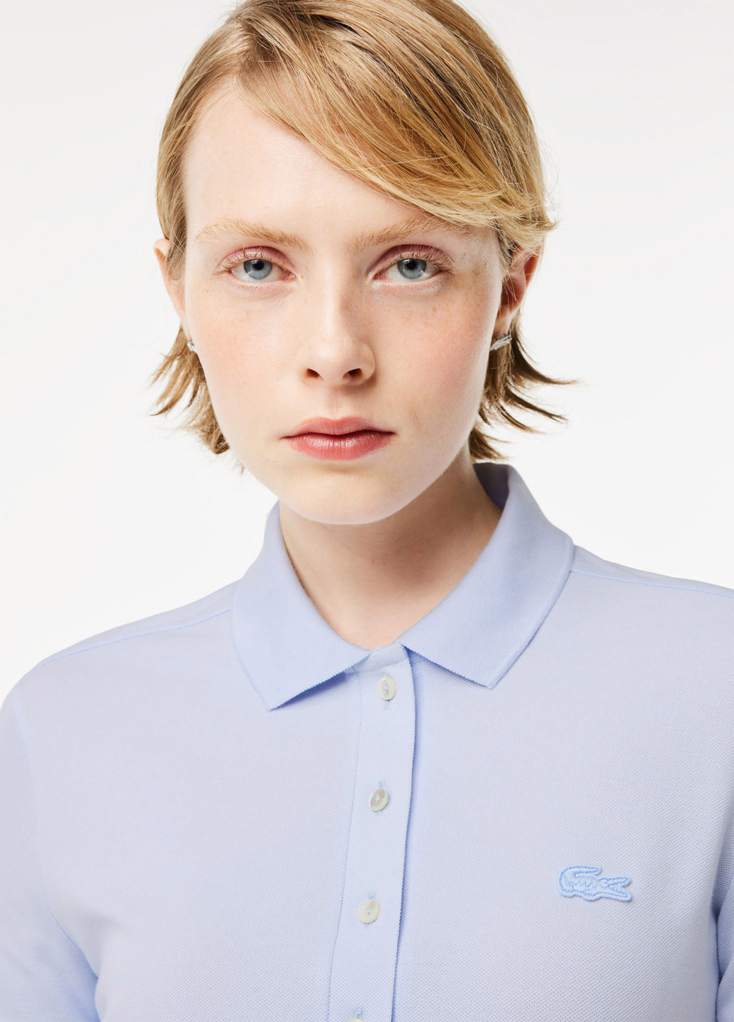 Голубое кэжуал платье поло Lacoste однотонное