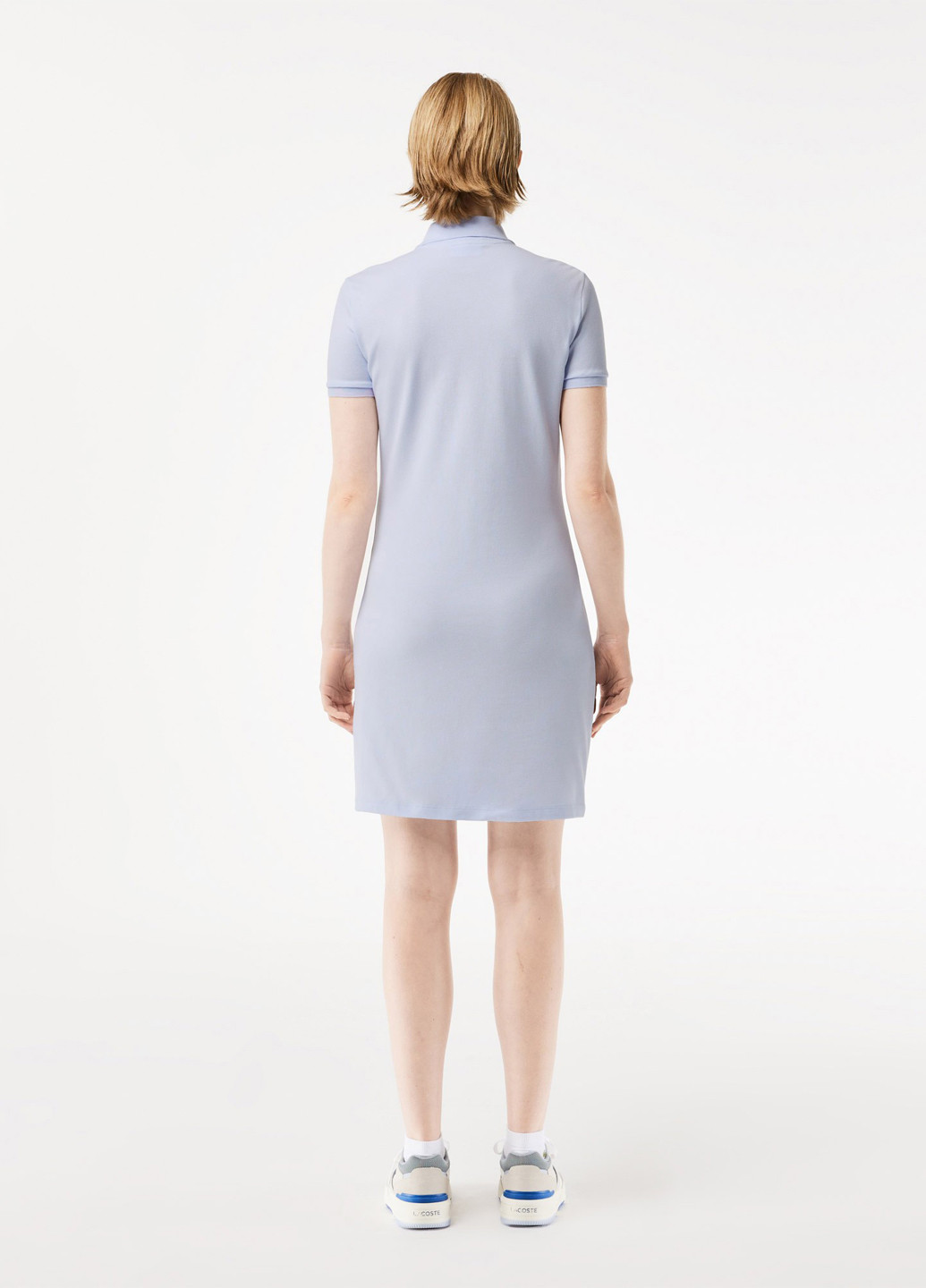 Голубое кэжуал платье поло Lacoste однотонное