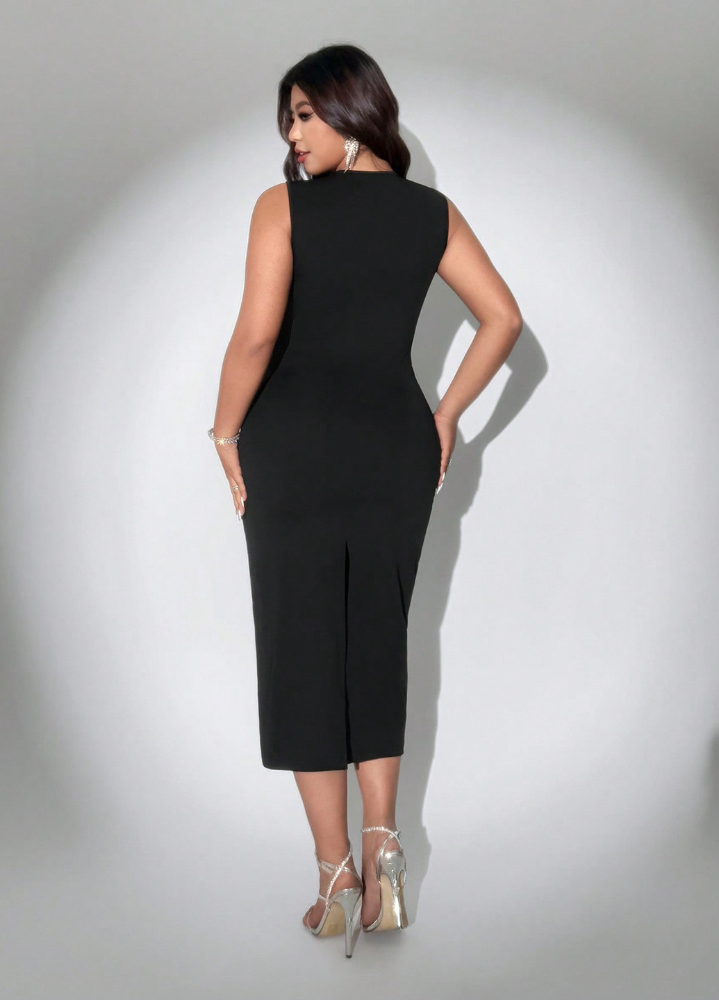 Чорна вечірня, святковий сукня з відкритими плечима, футляр SHEIN однотонна