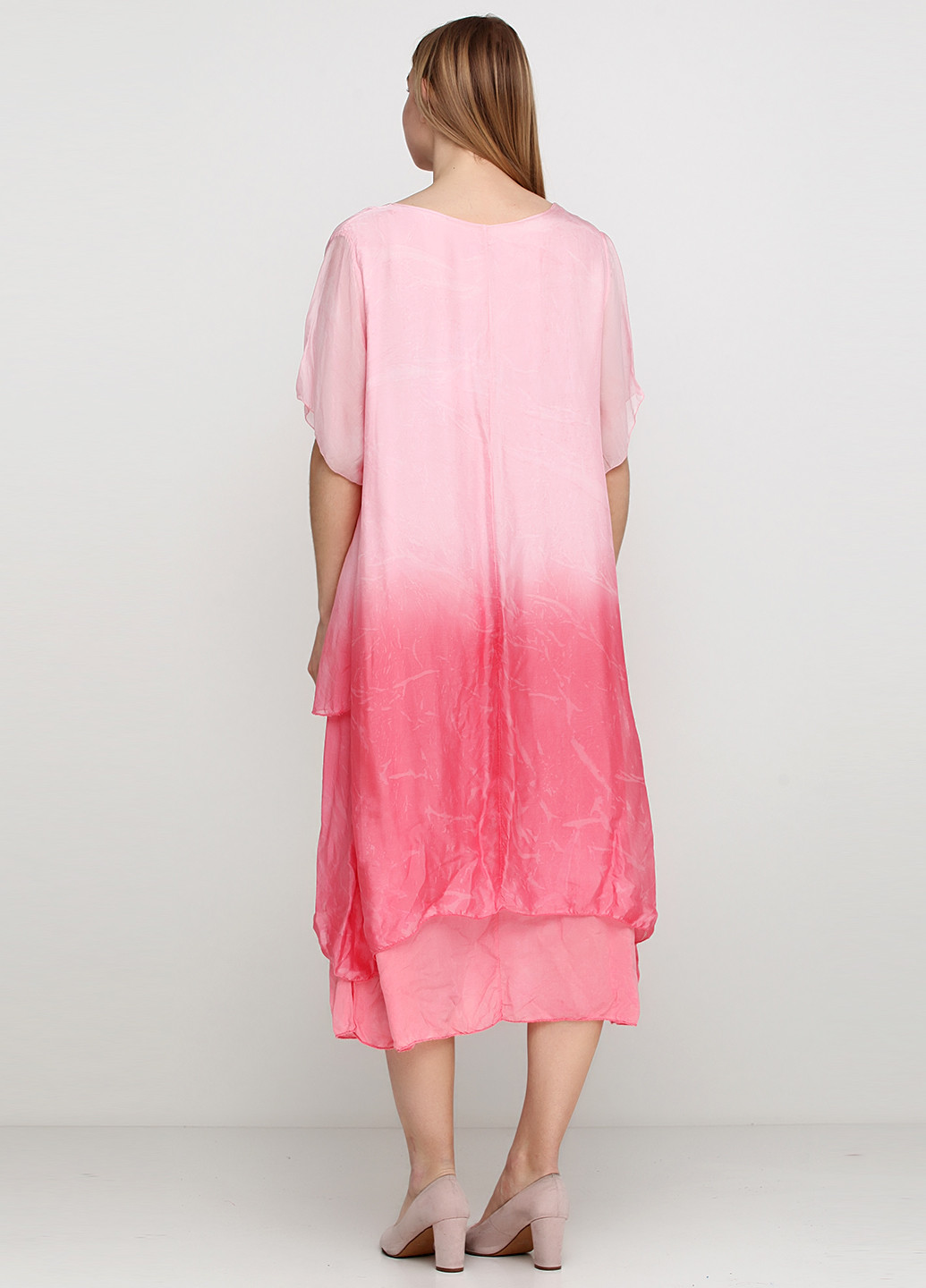 Розовое кэжуал платье F 4 градиентное ("омбре")