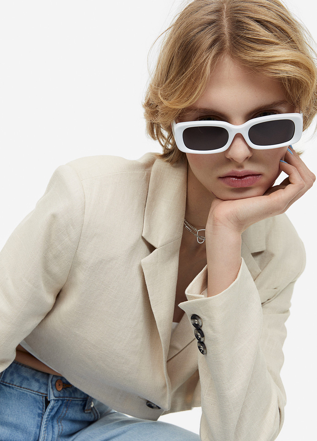 Светло-бежевый женский жакет H&M однотонный - демисезонный