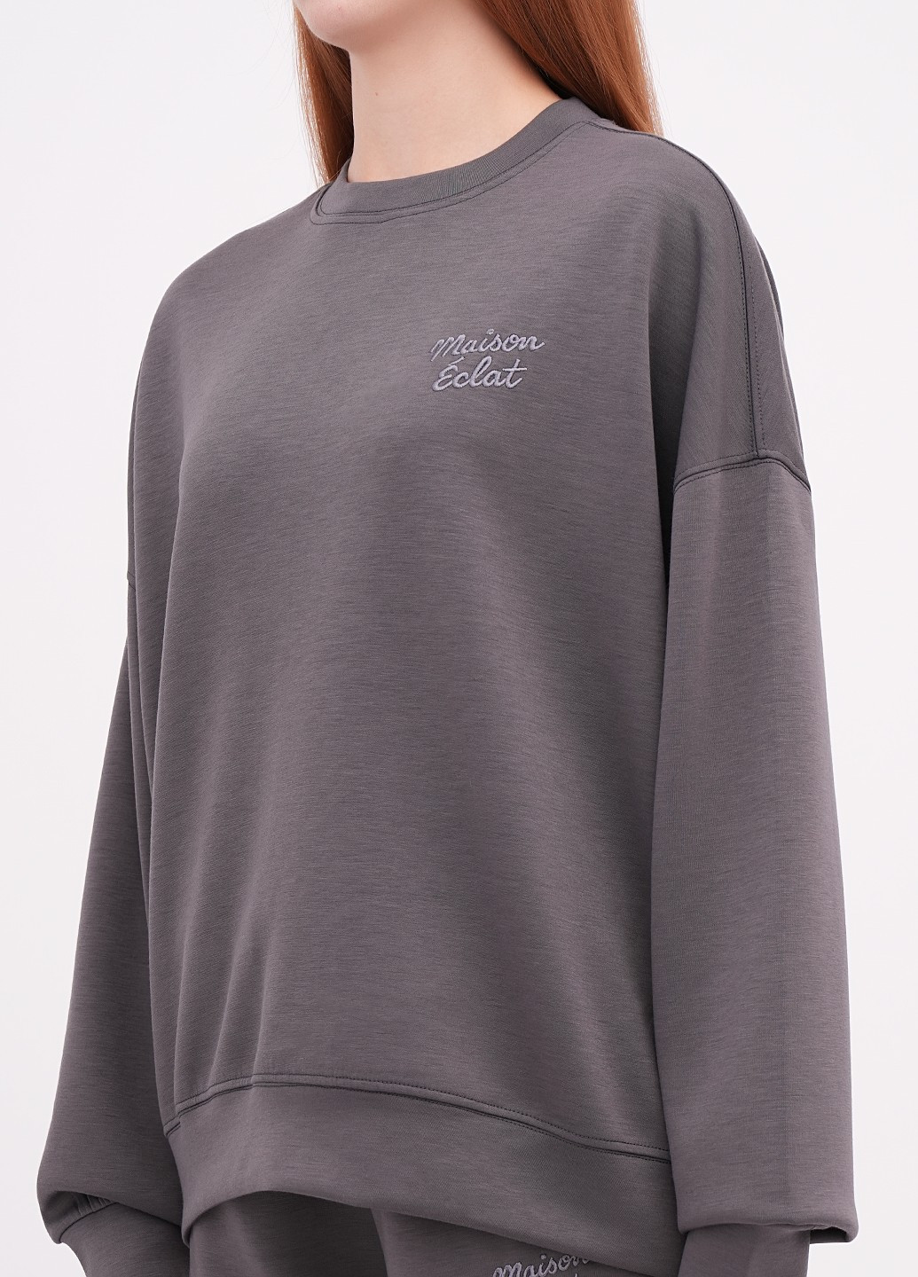 Графітовий світшот EQUILIBRI однотонний вишивка (355383155)