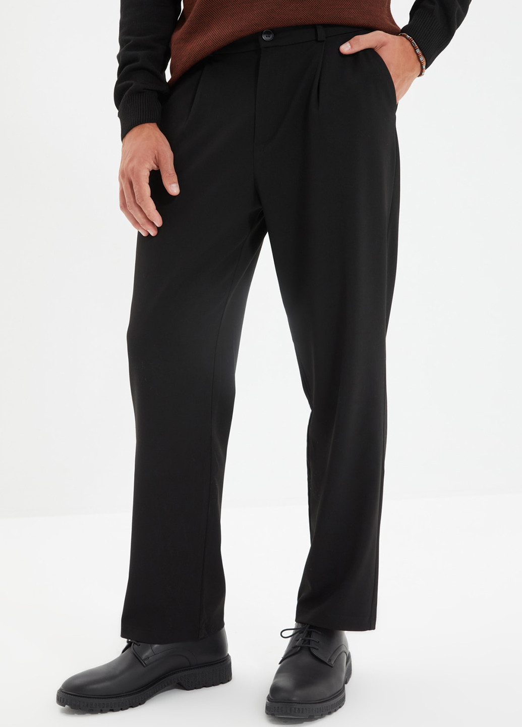 Черные кэжуал демисезонные классические брюки Trendyol