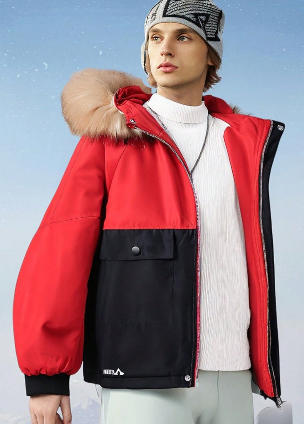 Помаранчево-червона зимня куртка SHEIN