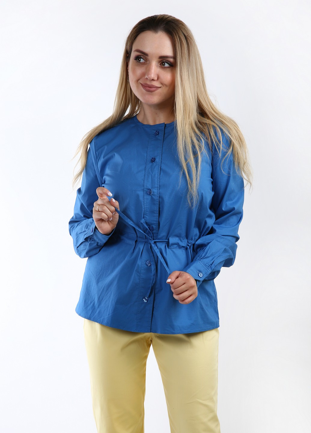 Синяя кэжуал рубашка однотонная Stefanel