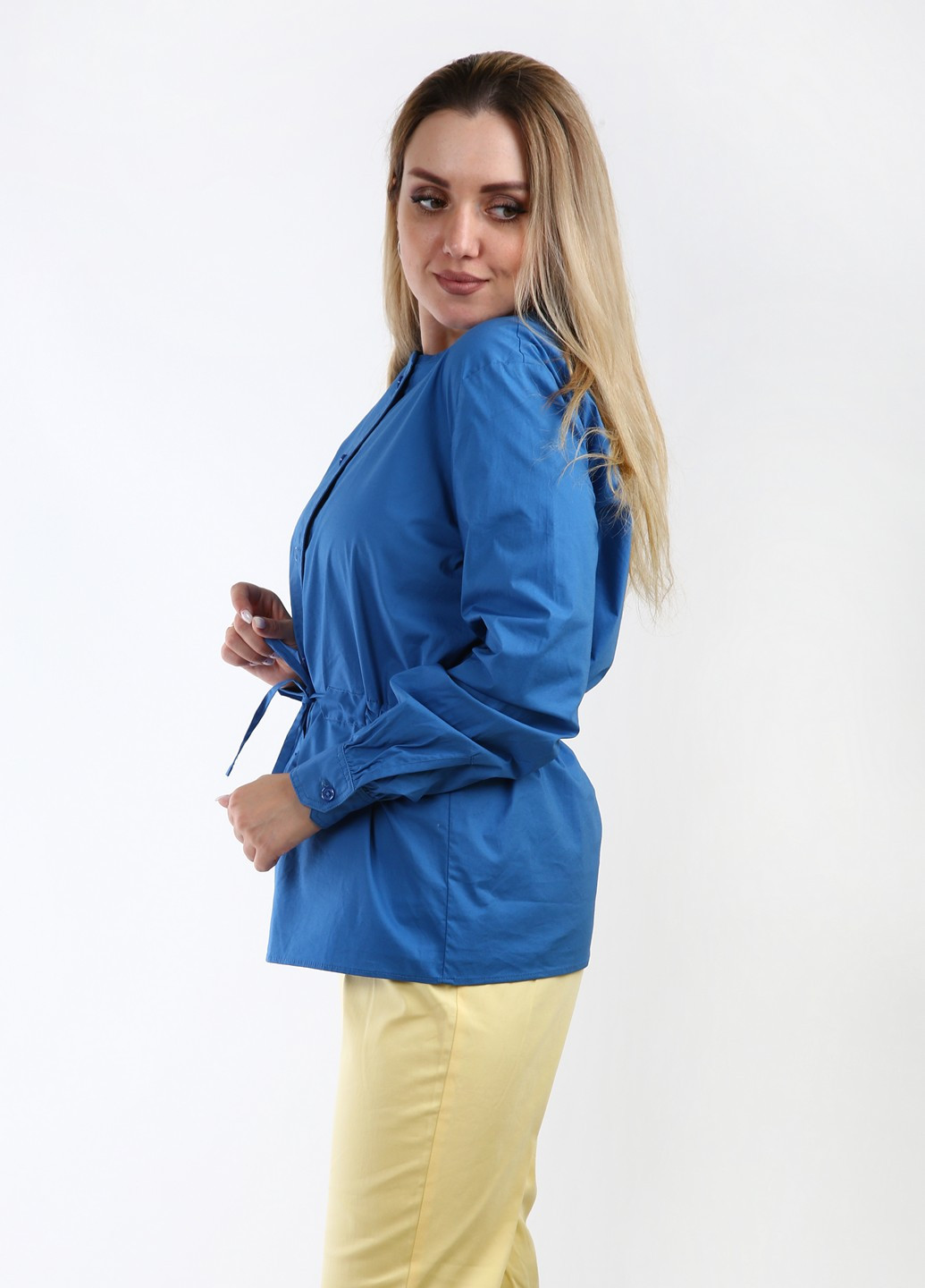 Синяя кэжуал рубашка однотонная Stefanel