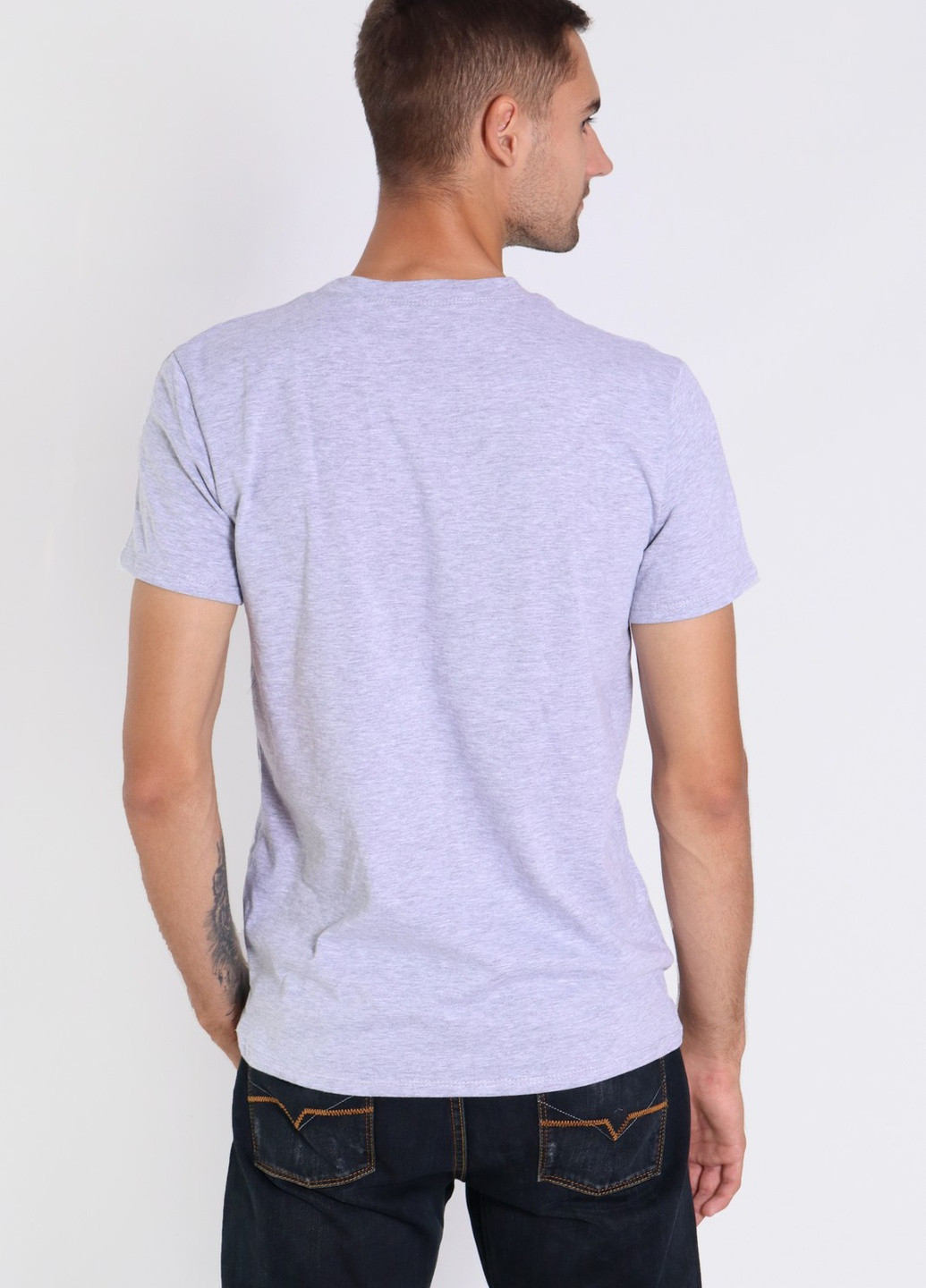 Сіра чоловіча футболка однотонна з коротким рукавом NEL