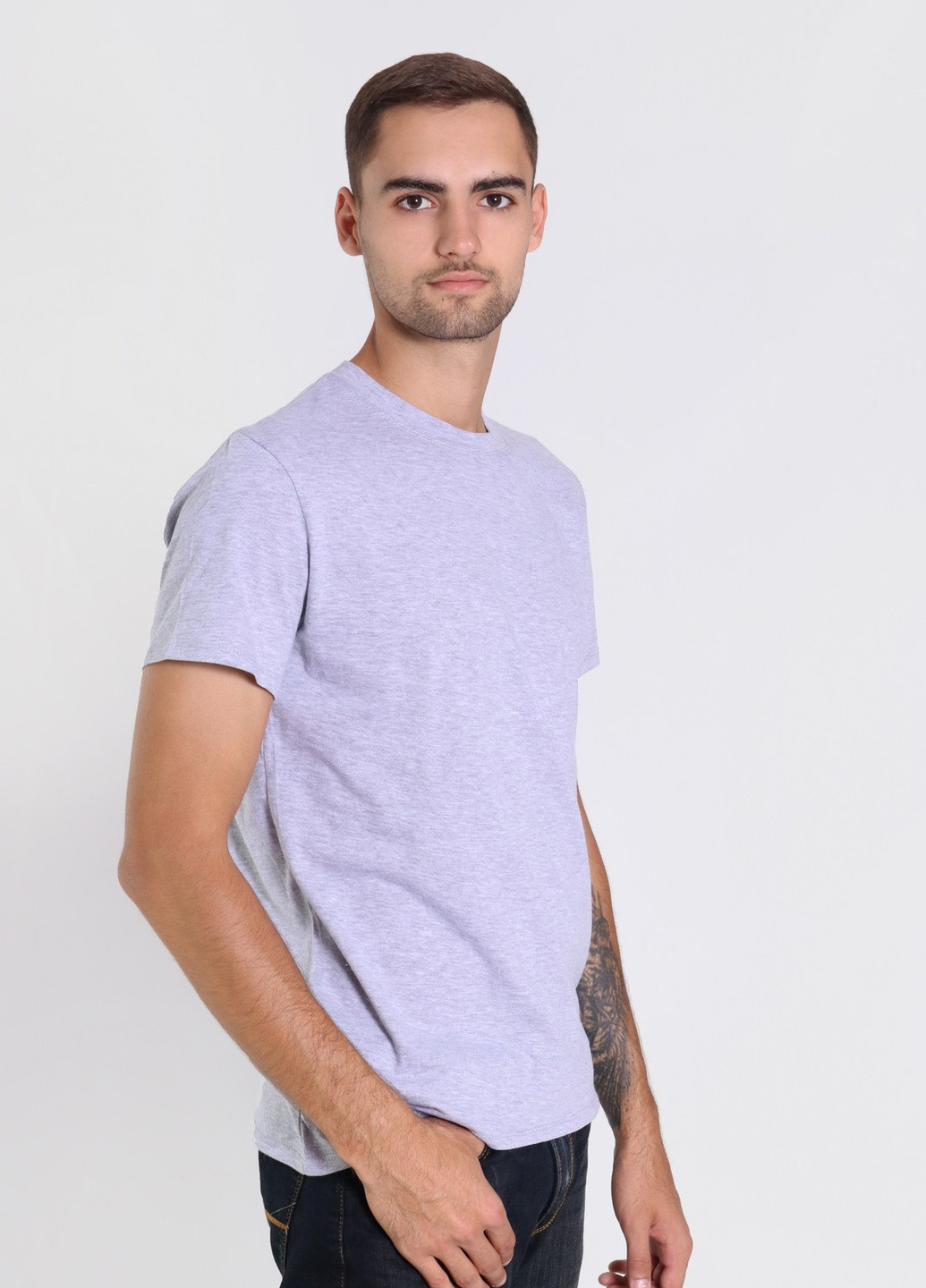 Сіра чоловіча футболка однотонна з коротким рукавом NEL