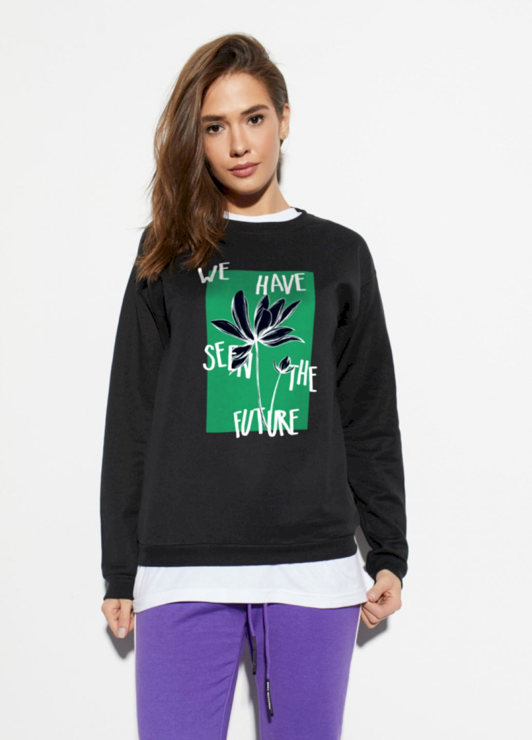 Черный свитшот женский /no flis/ YAPPI рисунок (251467768)