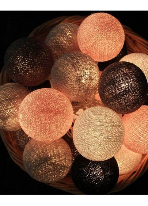 Тайская гирлянда фонарики CBL Pink&Dark 20 шариков, 3.7 м Cotton Ball Lights 4811 (252644087)