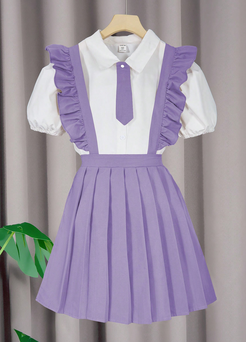 Сиреневый летний костюм (блуза, юбка) SHEIN