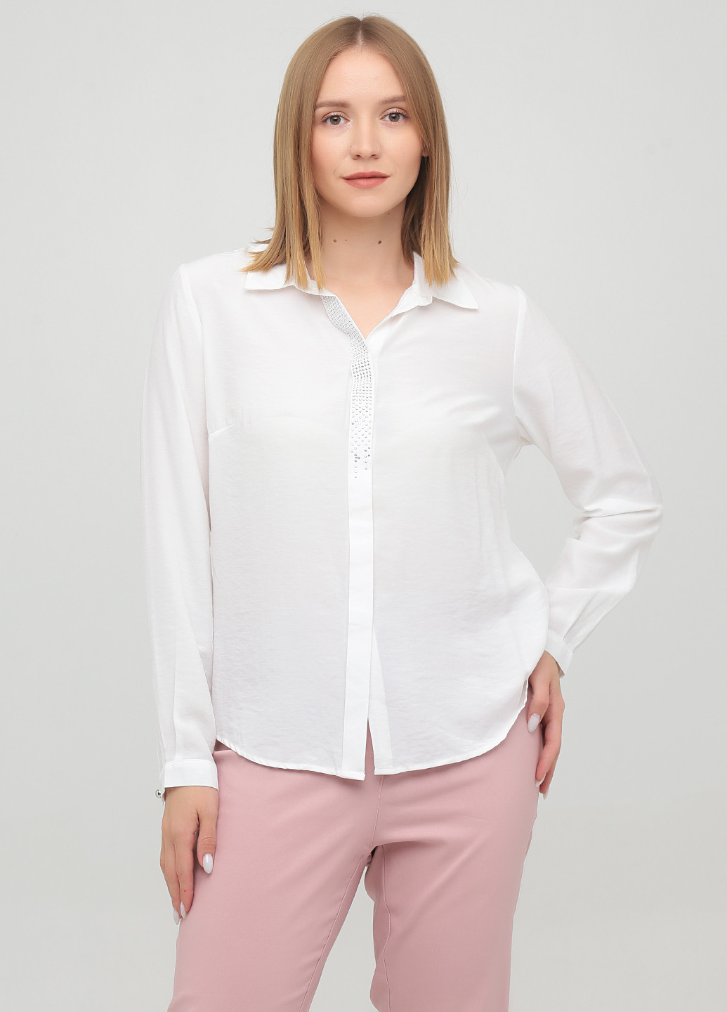 Белая кэжуал рубашка однотонная Alessa W